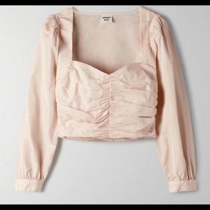 Aritzia Sunday Best Creme Petal Blouse With Puff Sleeves